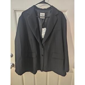 NWT Zara Straight Cut Blazer Black Women's Size M/L
